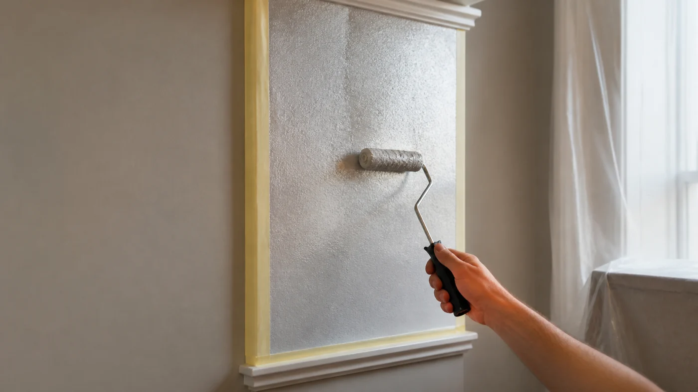 Application d’une peinture métallisée sur une petite surface murale