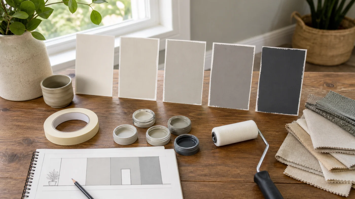 Cartes d’essai de peinture classées du plus clair au plus foncé