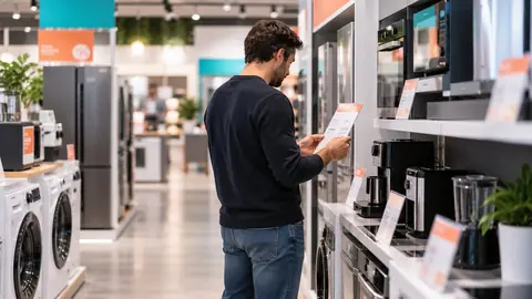 Client comparant un appareil en rayon