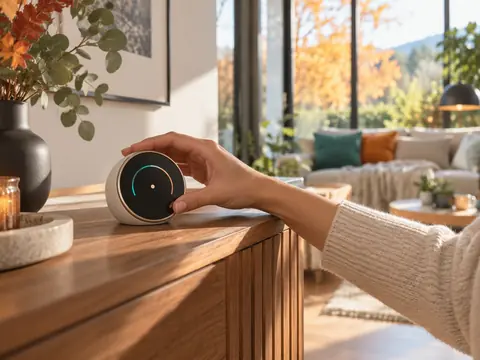 Thermomètre d'intérieur sur une console dans un salon